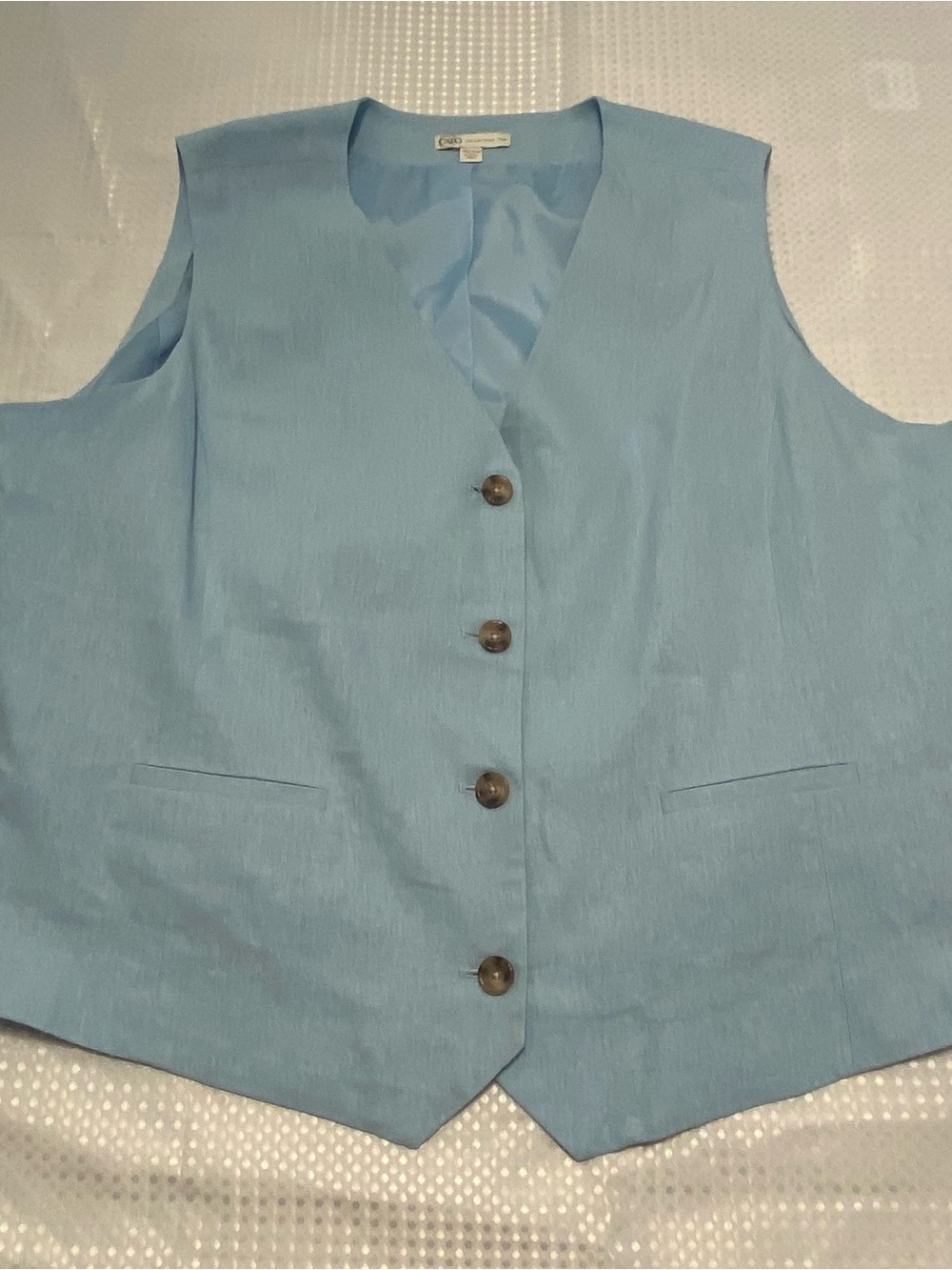 CATO light Blue linen Button-Front Vest Women’s 26/28